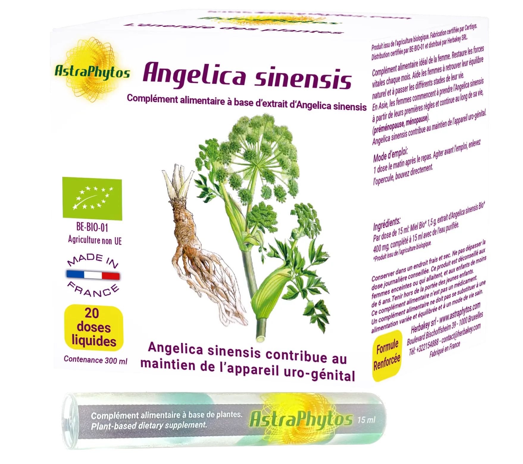 Boite Angelica sinensis Herbakey 20 doses liquides