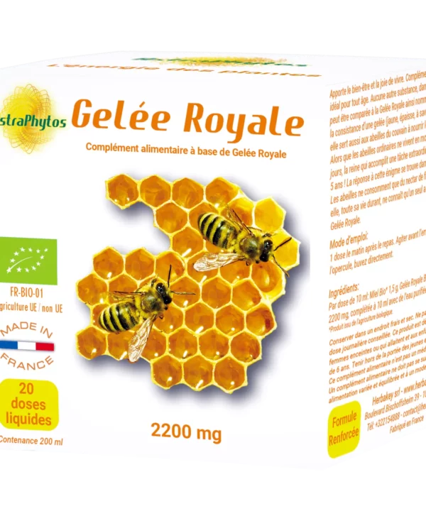 Boîte Gelée Royale Bio, 20 doses liquides de 10 ml, Herbakey