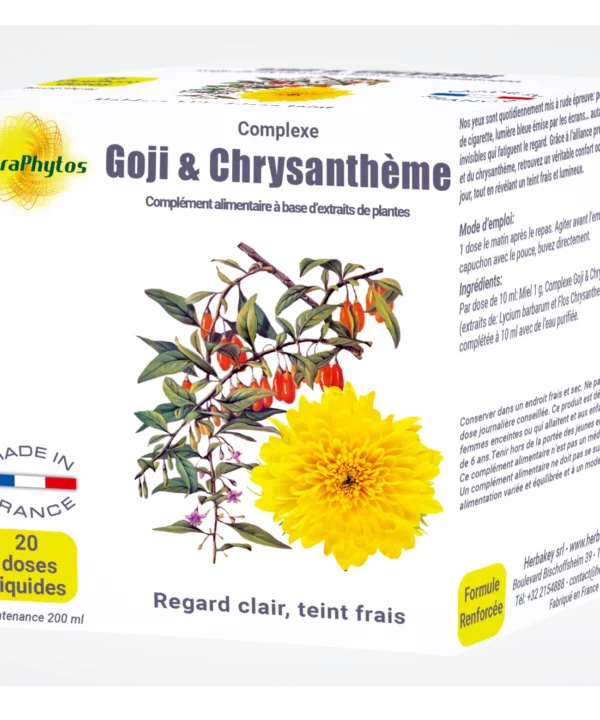Boîte Complexe Goji & Chrysanthème, 20 doses liquides de 10 ml, Herbakey