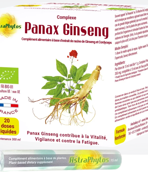 Complexe Panax Ginseng Cordyceps 20 doses liquides Herbakey