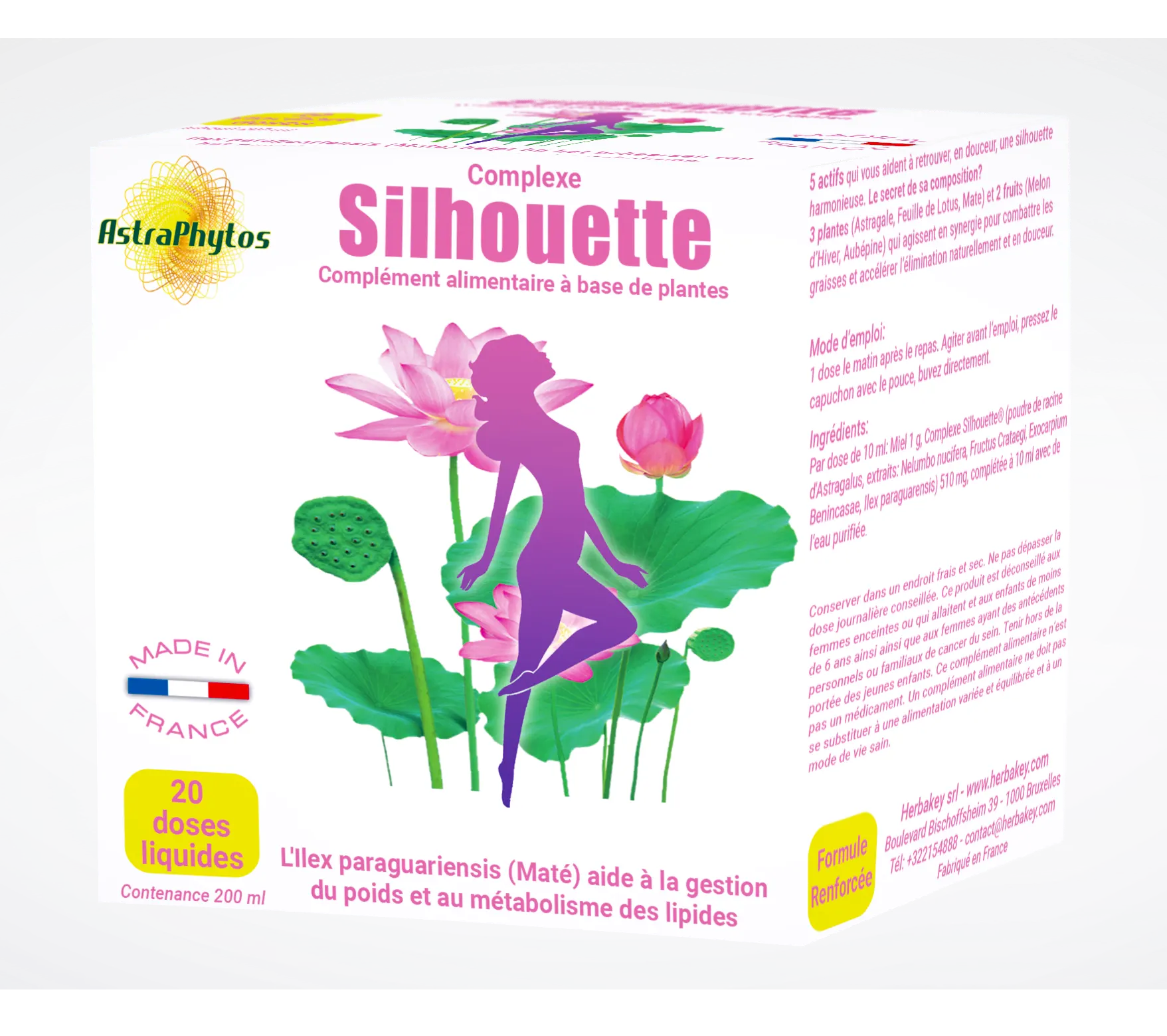 Boîte Complexe Silhouette, 20 doses liquides de 10 ml, Herbakey